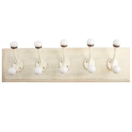 Cream Double Loop Ceramic Iron Wooden Hooks